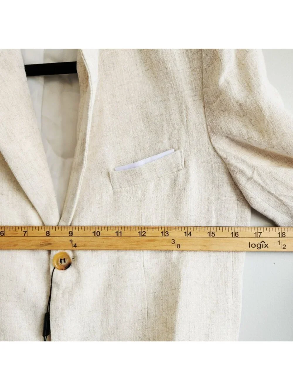 Three-Piece Boys Beige Linen Suit Blazer Vest & Pants Size 14
